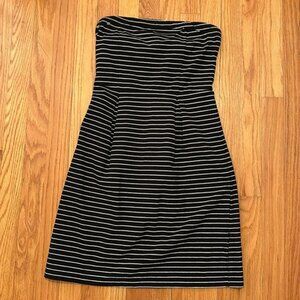 Old Navy Black and White Stripe Strapless Dress
